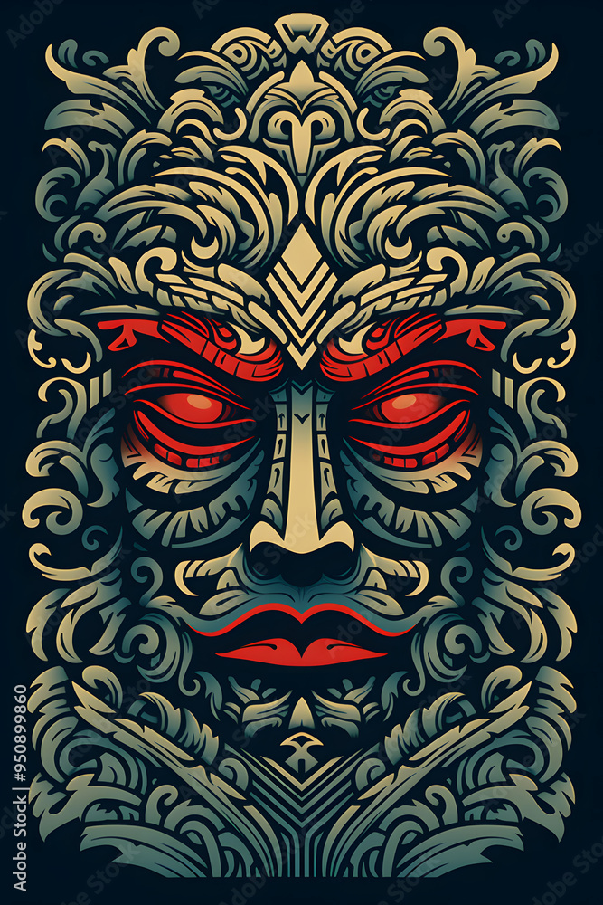 illustrated maori style mask, maori style illustrated mask illustrated maori style mask, maori style illustrated mask