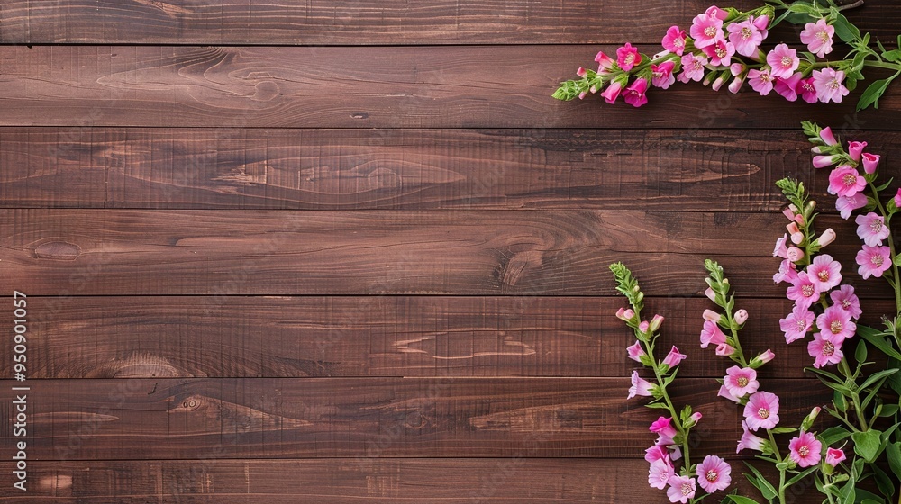 Rustic wood background with pink foxgloves, perfect for nature-themed banners, floral marketing materials, and event designs. Ample copy space for text, ideal for social media headers and seasonal pro Rustic wood background with pink foxgloves, perfect for nature-themed banners, floral marketing materials, and event designs. Ample copy space for text, ideal for social media headers and seasonal pro