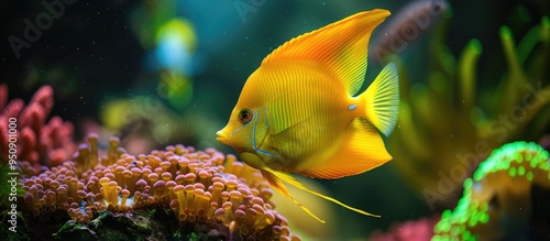 Yellow Sailfin Tang In Fishtank photo