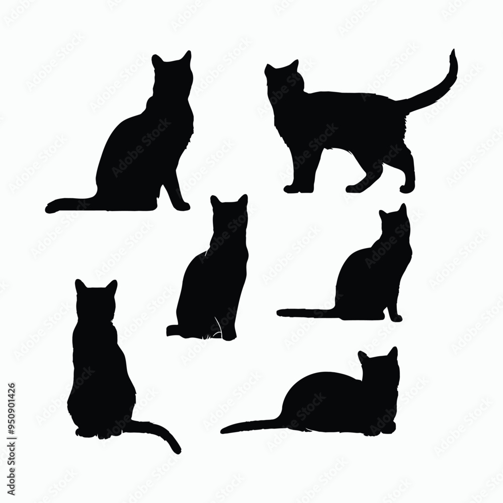 Russian Blue Cat Breed Silhouette Vector Set Animals Illustration Russian Blue Cat Breed Silhouette Vector Set Animals Illustration
