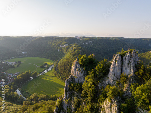 Old town rock Beuron in the upper Danube valley in Germany | Altstadtfelsen Beuron im oberen Donautal photo