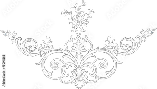 Vector sketch illustration silhouette design image ornament floral classic vintage ethnic