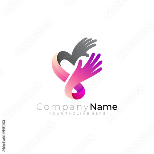 Love hand care design template, social design community