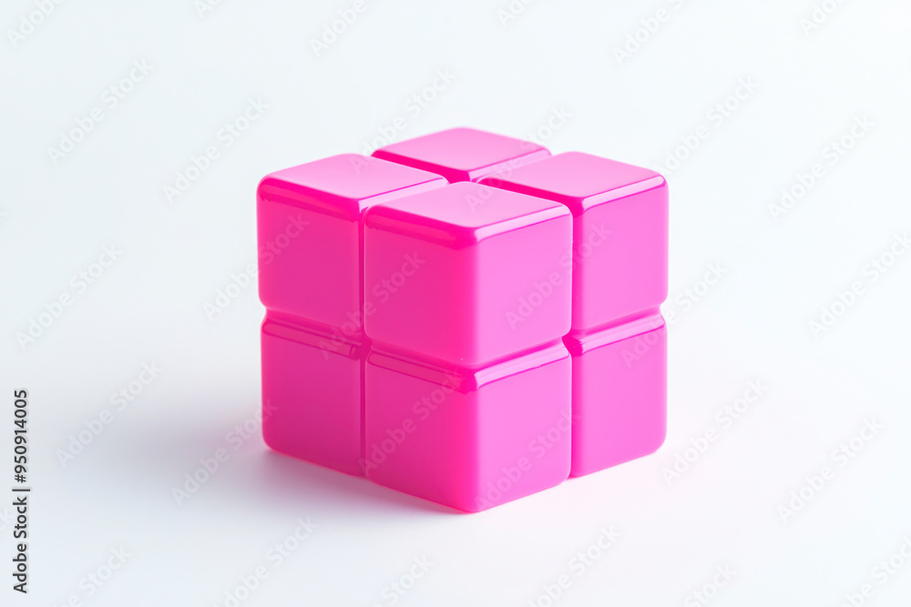 Hot Pink Toy Block Isolated on a White Background. Hot Pink Toy Block Isolated on a White Background.
