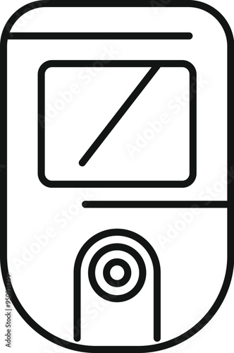 Simple outline illustration of a glucometer with a display showing the blood glucose level