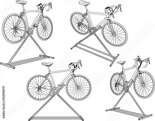 Vector sketch illustration silhouette design image of racing bike for race being prepared 