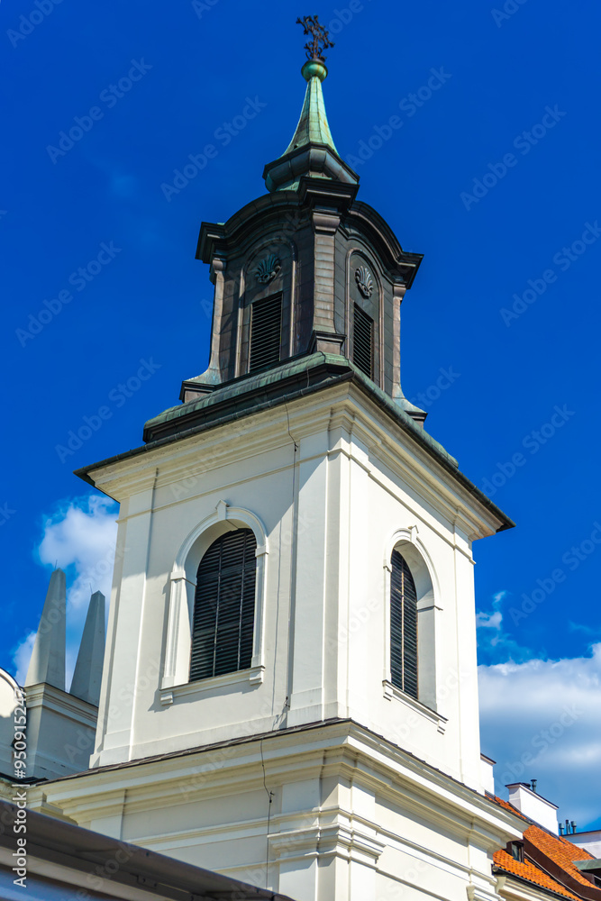 Old, beautiful, catholic, Polish St. Hyacinth's Church in the center of Old town Warsaw, July 20, 2024. Old, beautiful, catholic, Polish St. Hyacinth's Church in the center of Old town Warsaw, July 20, 2024.