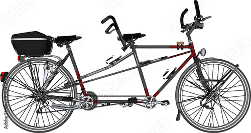 Vector sketch illustration silhouette design image of racing tandem bicycle for pair cycling