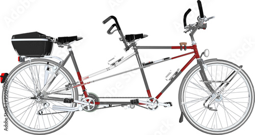 Vector sketch illustration silhouette design image of racing tandem bicycle for pair cycling