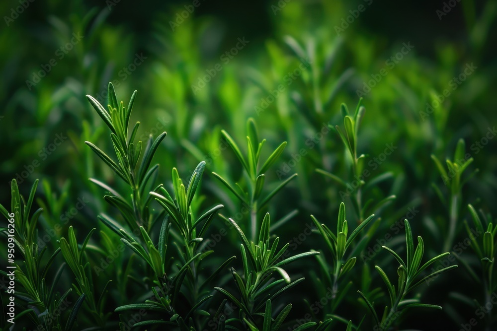A close up photo of a rosemary plant with blurred background A close up photo of a rosemary plant with blurred background