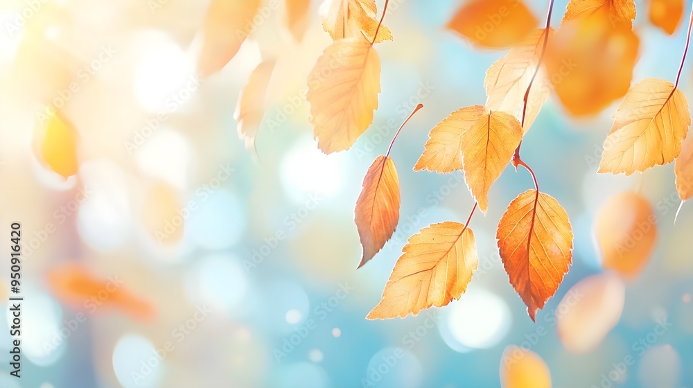 Golden Autumn Leaves Bokeh Background
