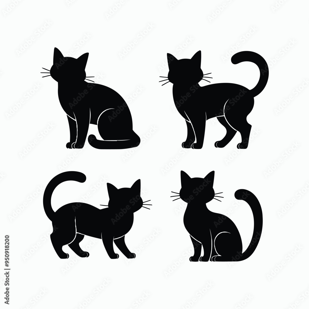 Russian Blue Cat Breed Silhouette Vector Set Animals Illustration Russian Blue Cat Breed Silhouette Vector Set Animals Illustration