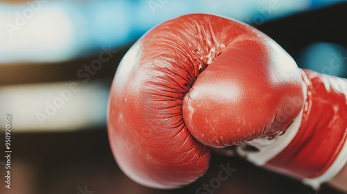 close up of a red boxing glove photo