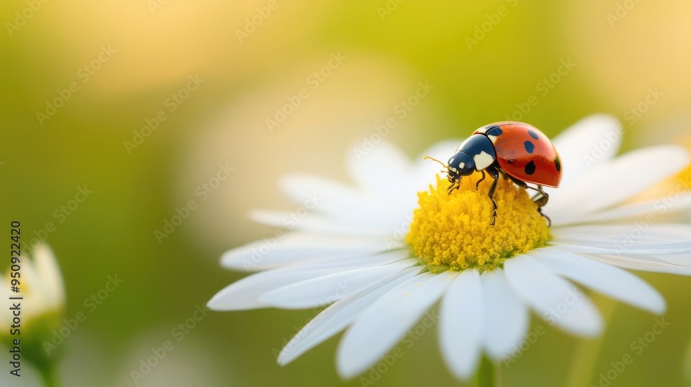 A tiny ladybug crawling on a daisy petal, adding a touch of whimsy and highlighting the small wonders of nature