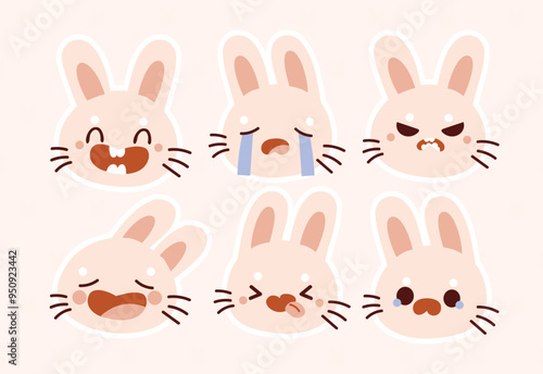 Cute Bunny Rabbit Expression Illustration Character Collection