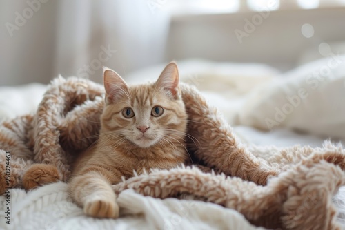 Wallpaper Mural Adorable cat in bed at home Torontodigital.ca