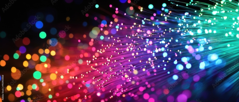 Vibrant Fiber Optic Cables Glowing in a Rainbow of Colors Vibrant Fiber Optic Cables Glowing in a Rainbow of Colors