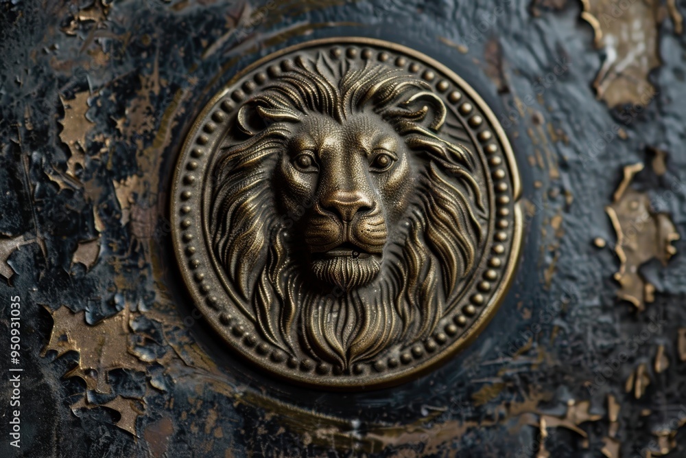 Antique metal badge featuring Lion promotes circus Antique metal badge featuring Lion promotes circus