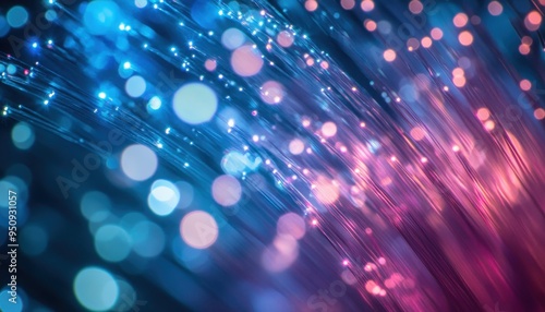 Wallpaper Mural Sparkling Fiber Optic Bokeh Lights in Blue and Pink Tones Torontodigital.ca