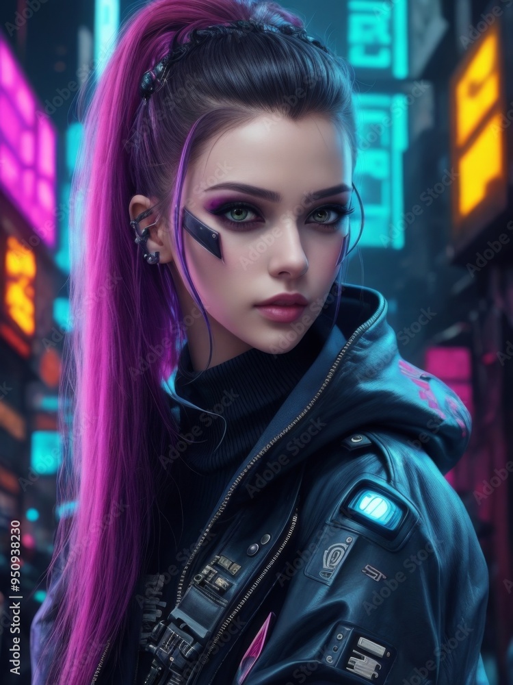 Beautiful girl in cyberpunk style Beautiful girl in cyberpunk style