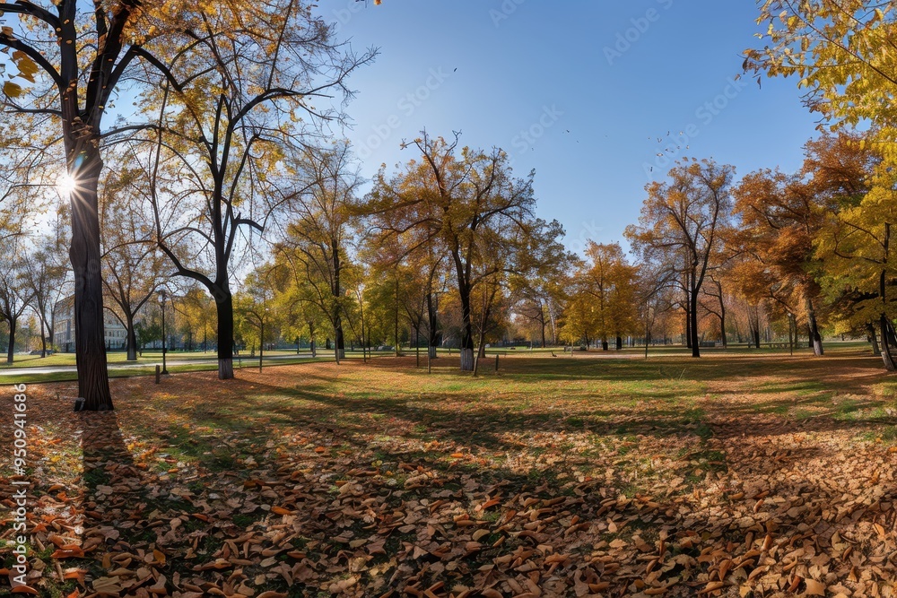 Autumn park with wide view Autumn park with wide view