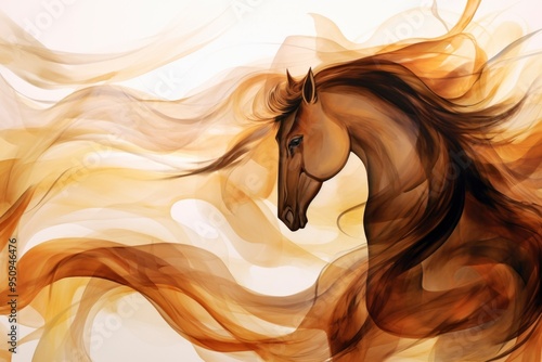 Watercolor art of horses in motion