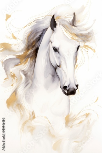 Watercolor art of horses in motion