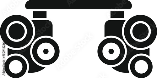This simple, bold icon represents a trial frame, an essential tool for optometrists