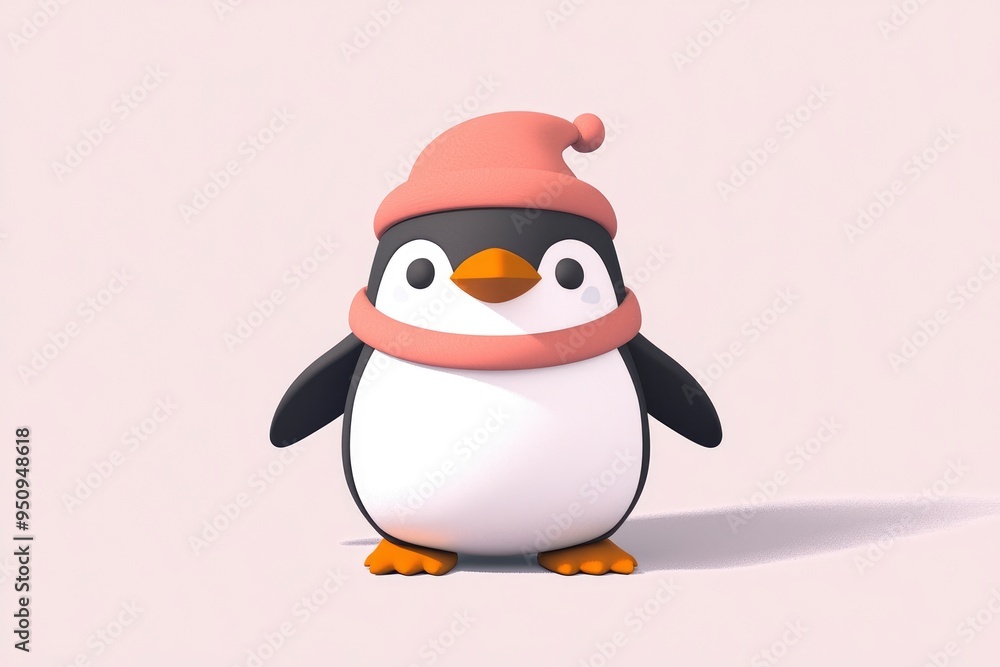 Cute Penguin Wearing a Winter Hat and Scarf Cute Penguin Wearing a Winter Hat and Scarf