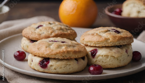 orange cranberry scones on a plate