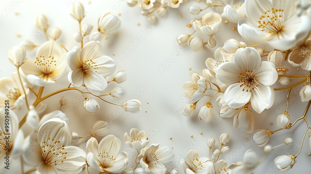 White Flowers with Golden Stems and Petals White Flowers with Golden Stems and Petals