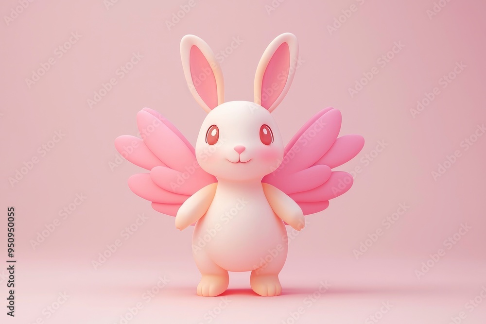 Fototapeta premium Cute Pink Bunny with Wings