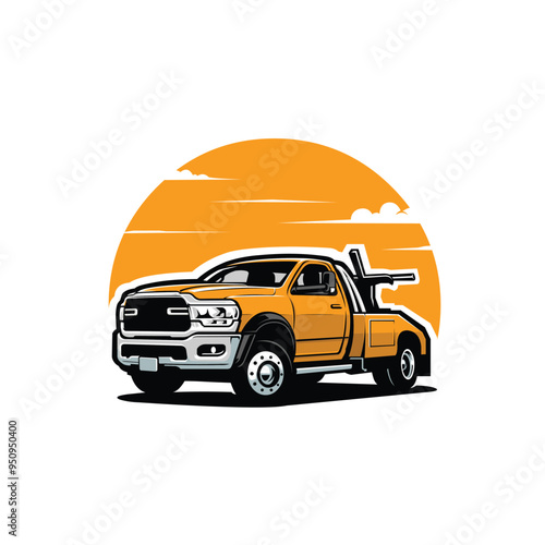 Tow truck vector, wrecker truck vector art illustration isolated in white background