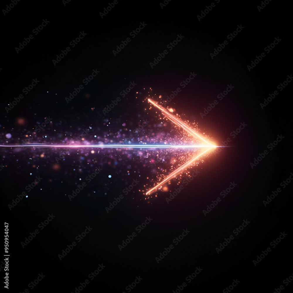 A colorful arrow made of glowing light beams, pointing right at the center on a black background he arrow forms an elegant and dynamic shape with a sense of motion and speed Generative AI A colorful arrow made of glowing light beams, pointing right at the center on a black background he arrow forms an elegant and dynamic shape with a sense of motion and speed Generative AI