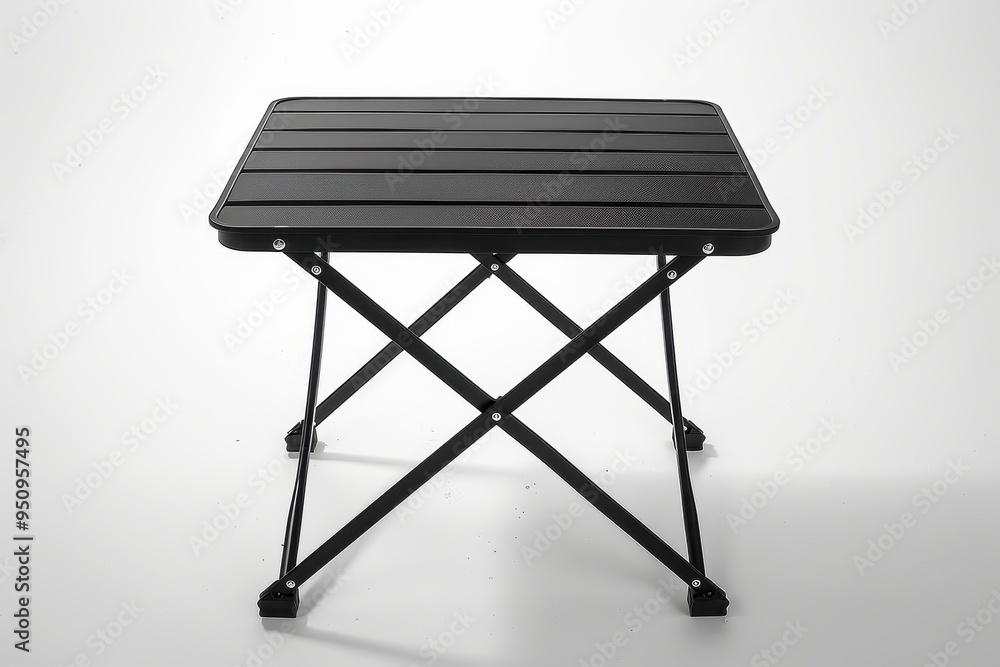 Black camping table on white background Black camping table on white background