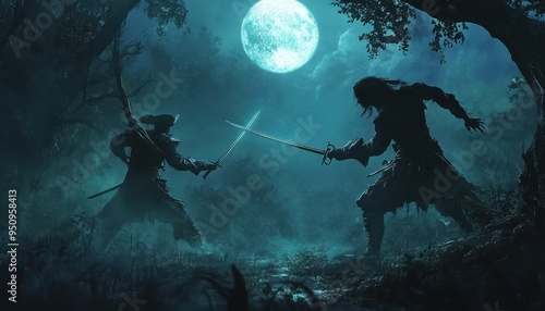 Wallpaper Mural Epic Midnight Duel in the Enchanted Forest Torontodigital.ca