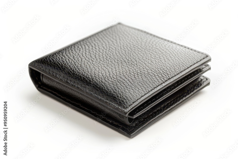 Black leather wallet on white background Black leather wallet on white background