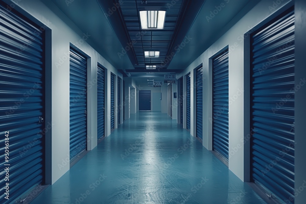 Blue doors on storage units in a hallway Rent storage units Blue doors on storage units in a hallway Rent storage units