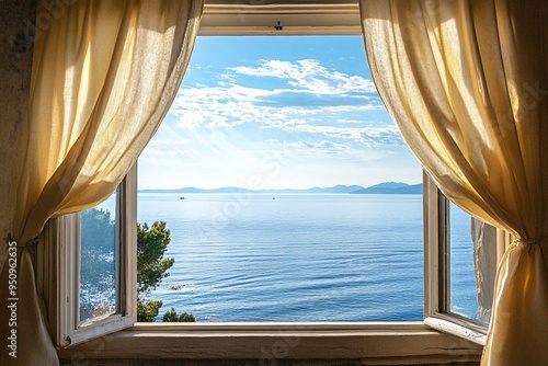 Sea View Through Curtains