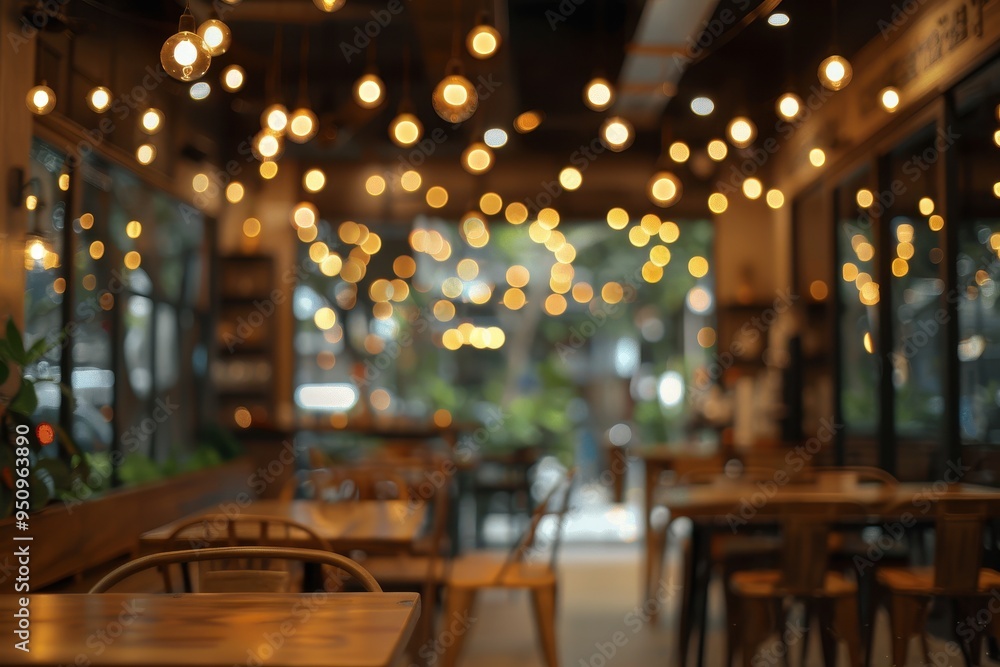 Blurry coffee shop background with bokeh lighting Blurry coffee shop background with bokeh lighting