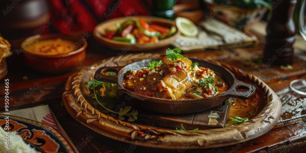 Authentic Bolivian dish known as falso conejo fake rabbit presented on a vintage wooden table Authentic Bolivian dish known as falso conejo fake rabbit presented on a vintage wooden table