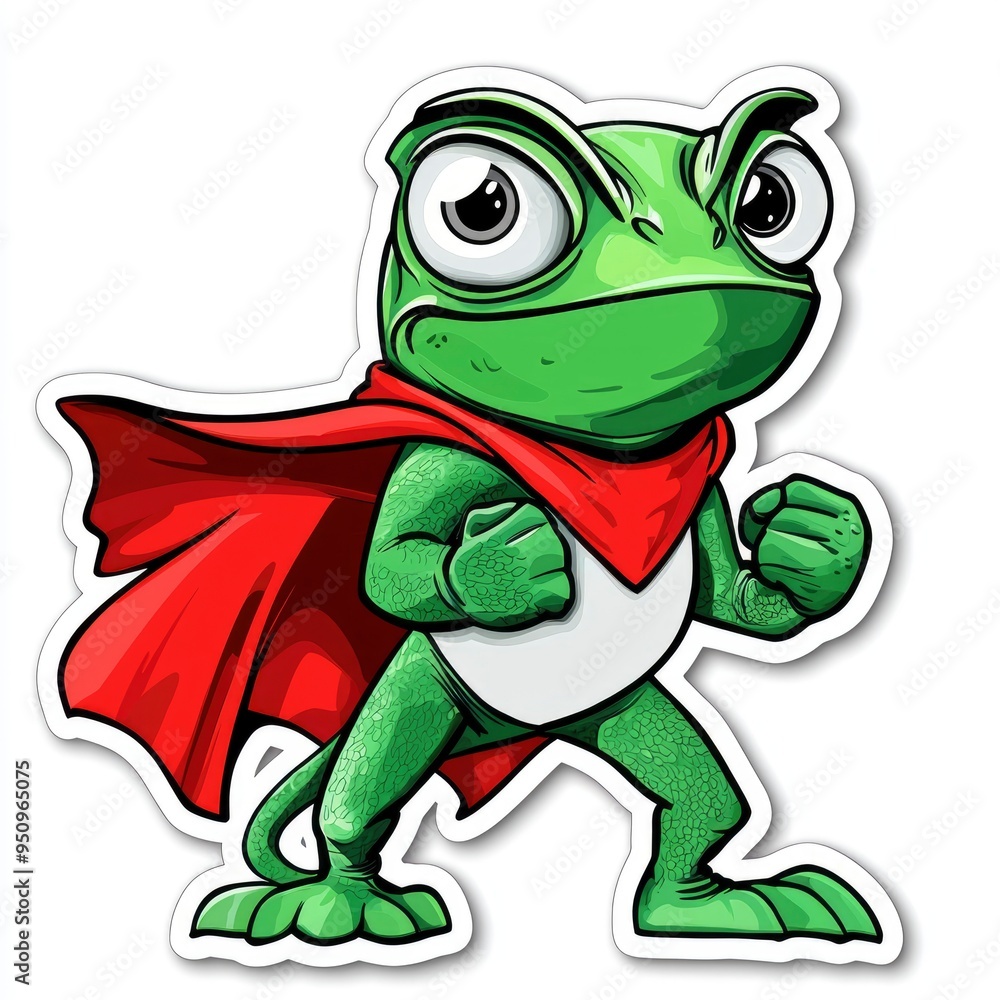 Obraz premium Superhero Frog Cartoon Character Illustration