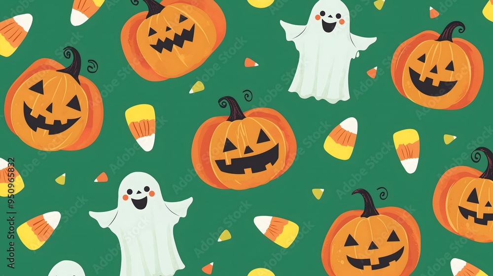 Halloween Pumpkin Ghost Candy Corn Pattern. Halloween Pumpkin Ghost Candy Corn Pattern.
