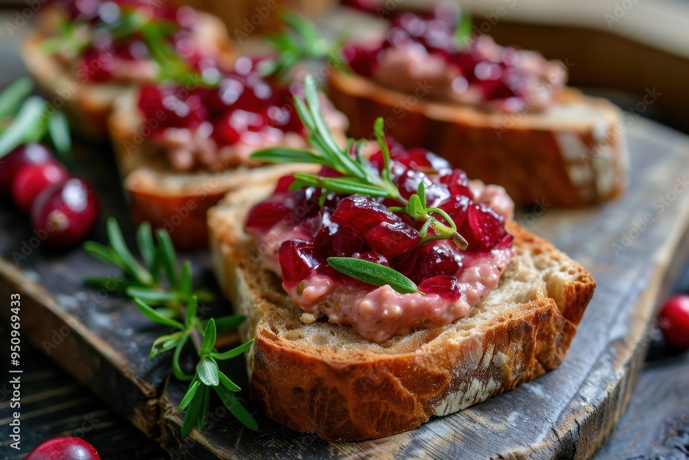 Bread with pate and cranberry sauce Bread with pate and cranberry sauce