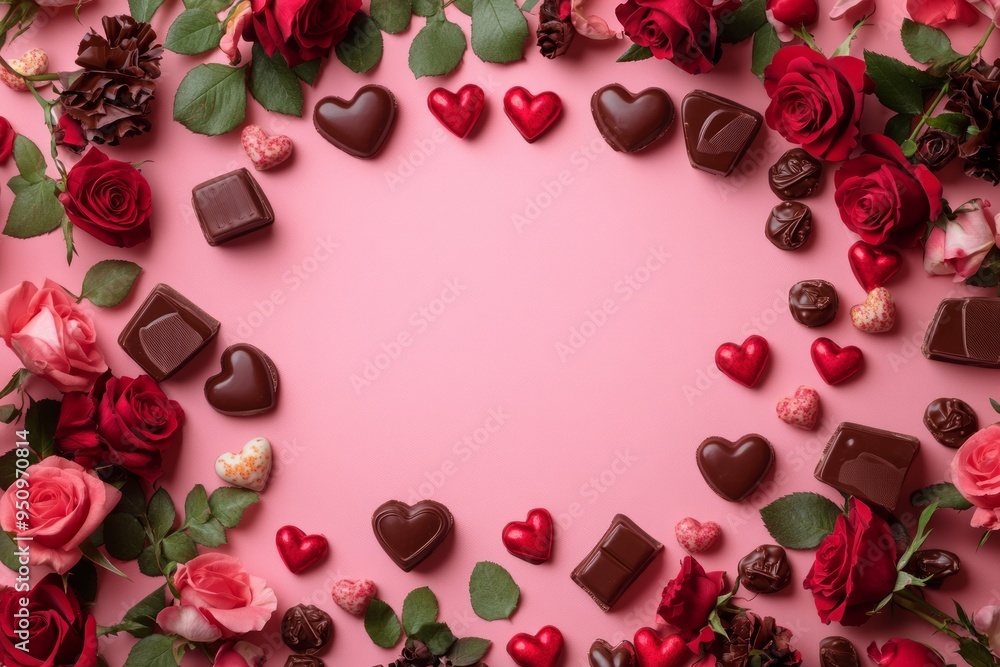 Simple Romantic Layout with Roses and Chocolates Simple Romantic Layout with Roses and Chocolates