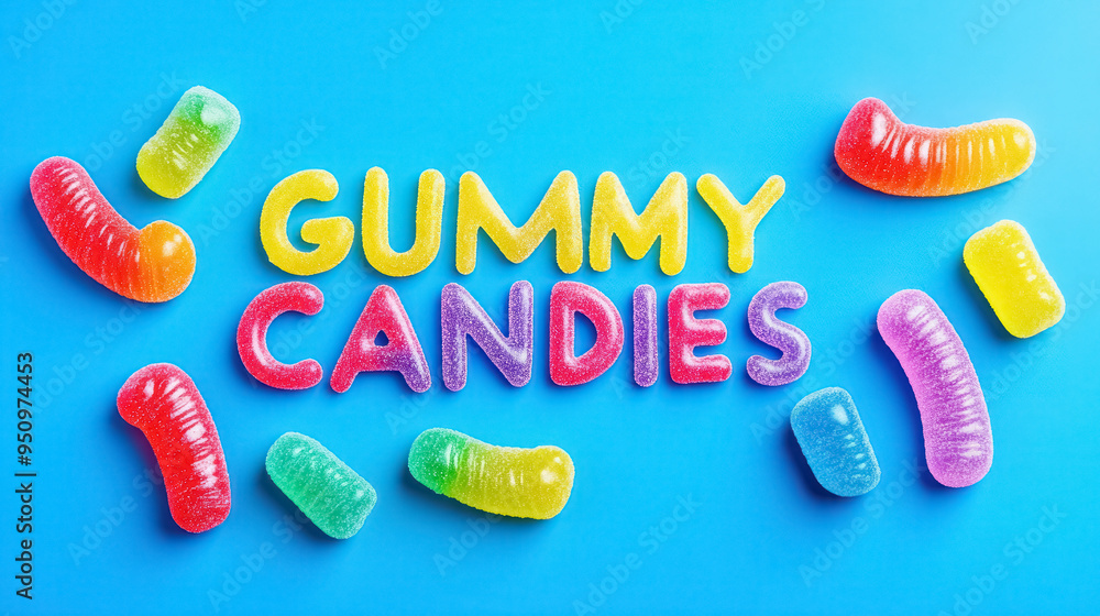 Colorful Gummy Candies Spelling Colorful Gummy Candies Spelling