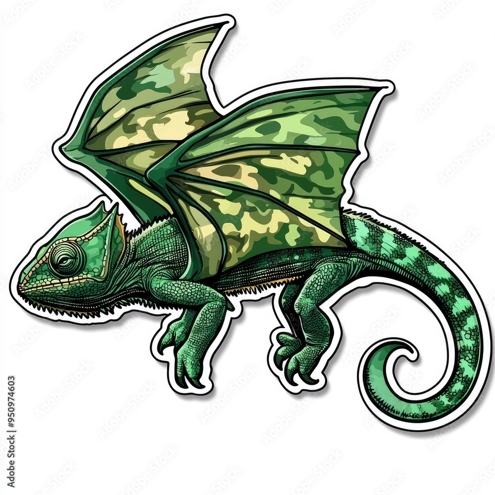 Fototapeta premium Flying Lizard with Camouflage Pattern
