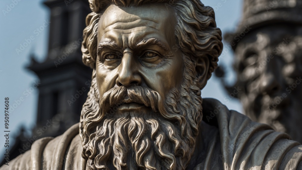 Bronze statue of bearded man, detailed classical sculpture art piece Bronze statue of bearded man, detailed classical sculpture art piece