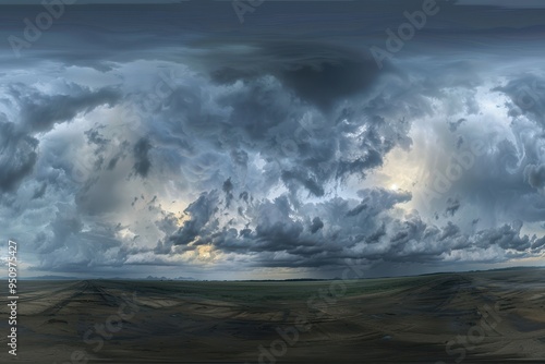 HDRI panorama of stormy sky for 3D graphics or game development