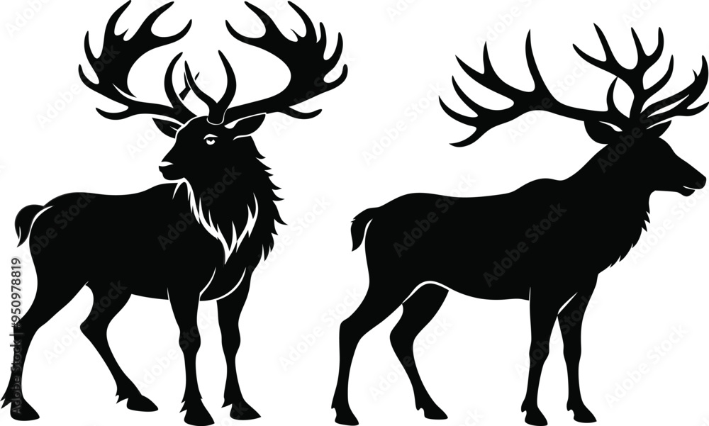 Fototapeta premium elk silhouette vector illustration black 